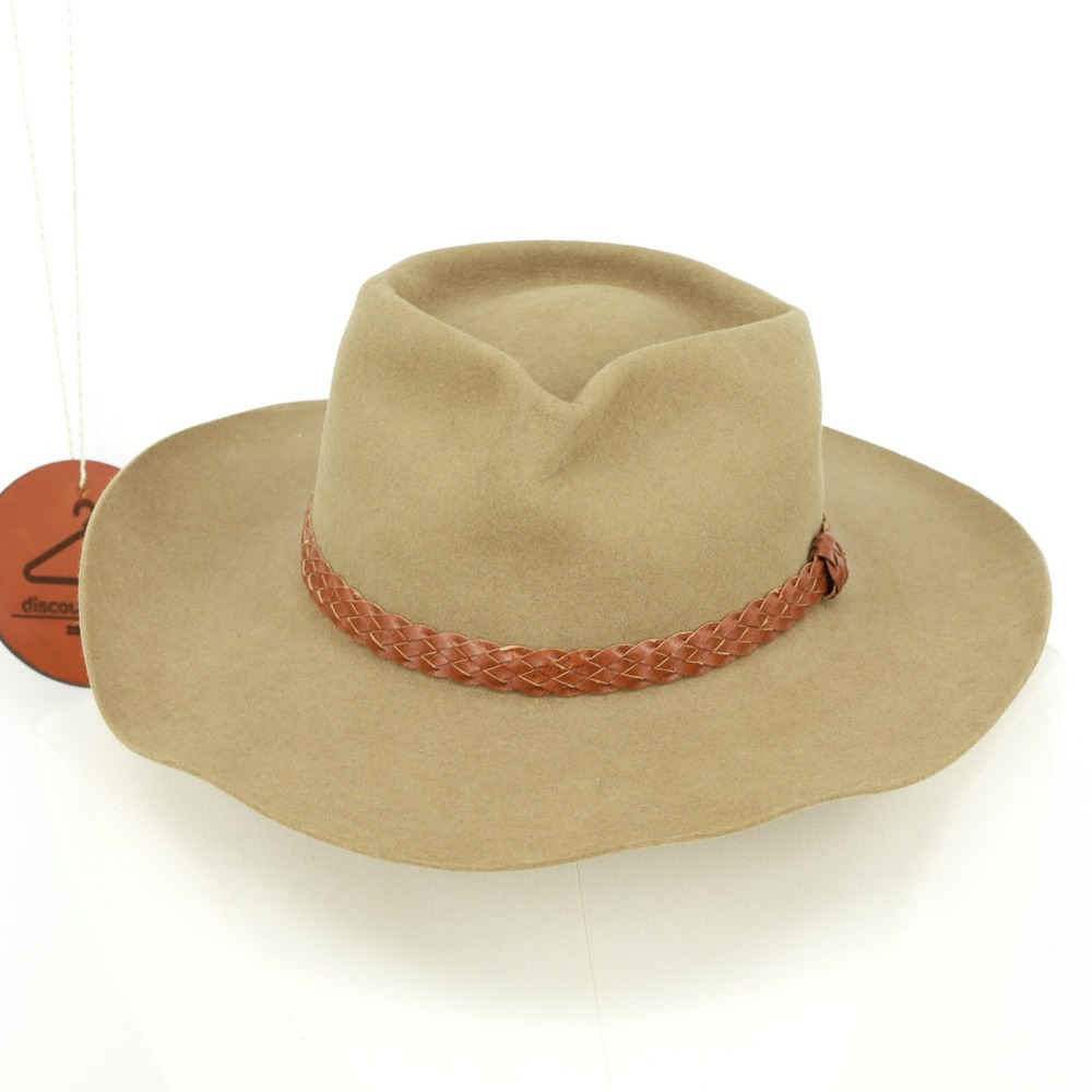 Akubra Snowy River Fawn Tan Fur Felt Australian Outback Hat Size 58 Western